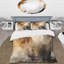 Ensemble de housse de couette à motif abstrait brun et crème-107147989