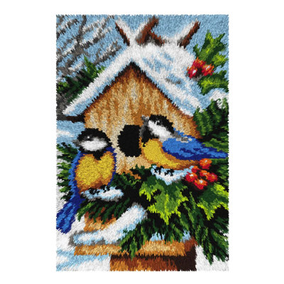 Trousse de tapis à crocheter « Oiseaux d'hiver, mésanges bleues » par Orchidea 4243