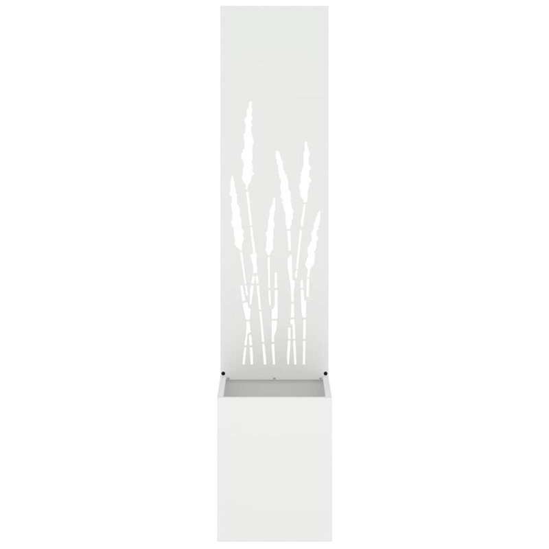 Garden Planter With Decorative Panel, White, 140cm H x 32cm W x 32cm D