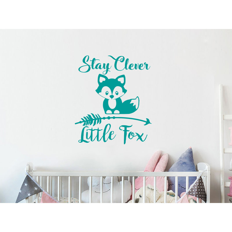 Décalcomanie murale chambre d’enfant reste intelligente little fox, Turquoise