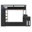 Lit mezzanine double en bois avec bureau, lumière DEL RVB, tablettes de rangement, espace de jeu, table de placement réglable, bleu nuage-517916982
