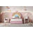 Upholstered Rainbow Design Bed, Velvet Princess Platform Bed With Storage Drawer, No Box-Spring Needed,Colorful Pink-655504363