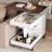 29.5"L Modern End Table With Lockable Swivel Wheels, Multifunctional Side Table With 360°Rotating Lift-Top, Industrial Accent Table With Storage Space For Living Room, White-583935042