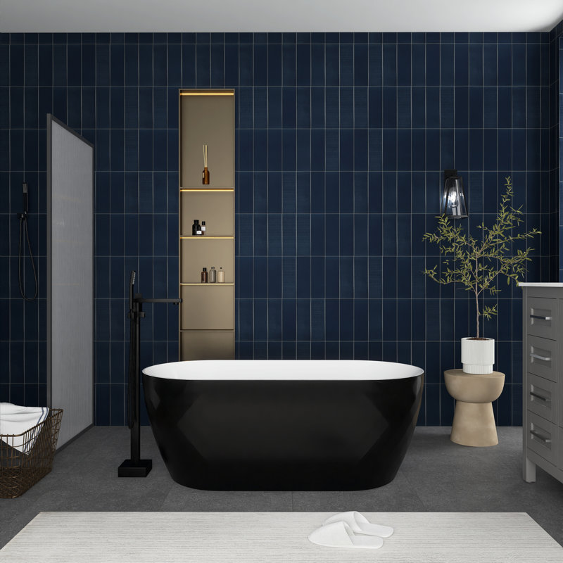 x Freestanding Soaking Plastic / Acrylic Bathtub, Black