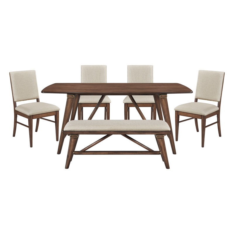 Darcy 6-piece Dining Table Set, 6 Pieces: Table, Bench, 4 Chairs
