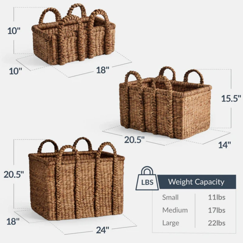 Water Hyacinth Chunky Baskets, Chestnut