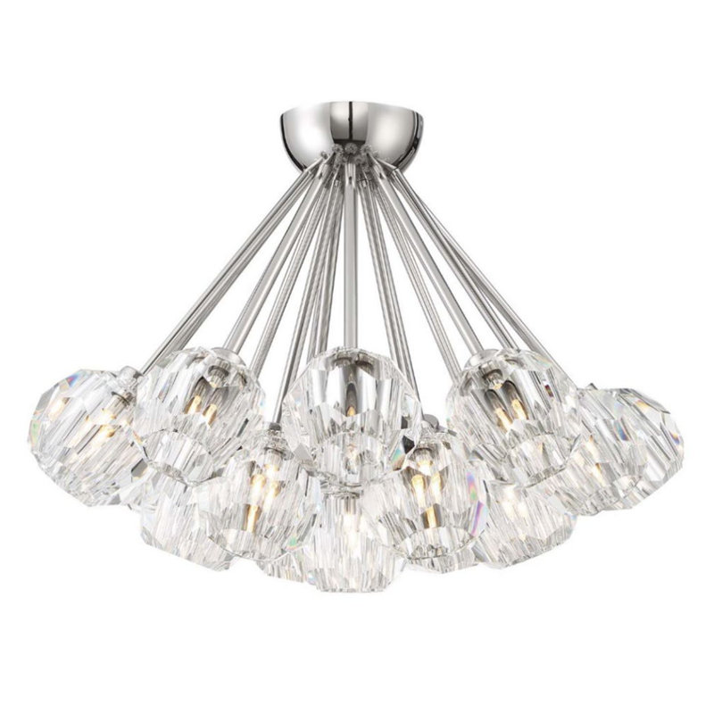 Plafonnier semi-encastré 18 lumières 24 po Gerdes, Nickel poli