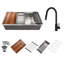 Évier de cuisine encastré à simple cuve en acier inoxydable 36 po x l 19 po avec robinet de cuisine-85240476