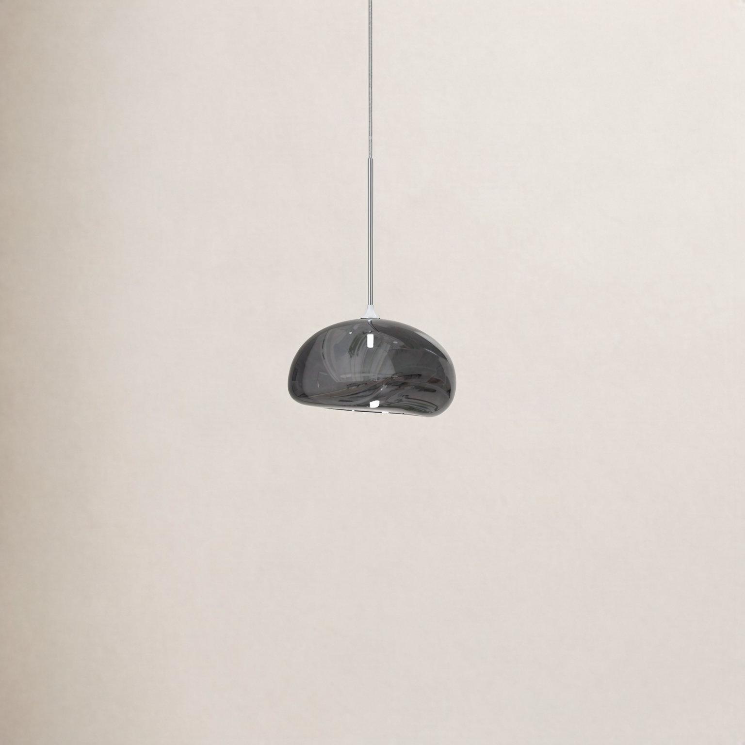 Kloud Dimmable Single Light Pendant, 8" H x 14.6" W x 12" D, Smokey Gray, Satin Nickel