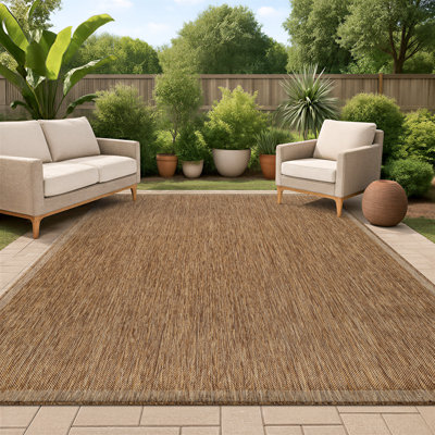 Tapis tissé plat intérieur / extérieur en jute naturel / extérieur Border