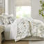 Édredon 6 pièces en coton avec imprimé floral sophistiqué, coton tissé 300tc, rembourrage doux en nuage 300 g / m², literie assortie, couvre-oreillers à bride et coussins décoratifs à motif naturel