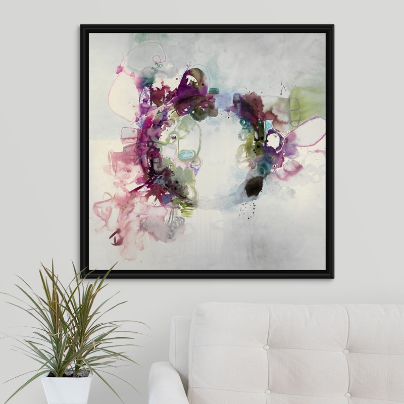 « the only the pretty ring time », peinture sur toile, Cadre flottant noir, H 31,7 po x l 31,7 po x P 1,75 po