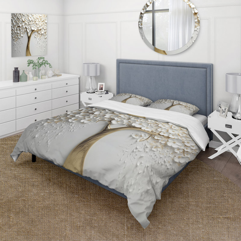 Ensemble de housse de couette en microfibre / polyester White Orchid Tree Garden of Branches