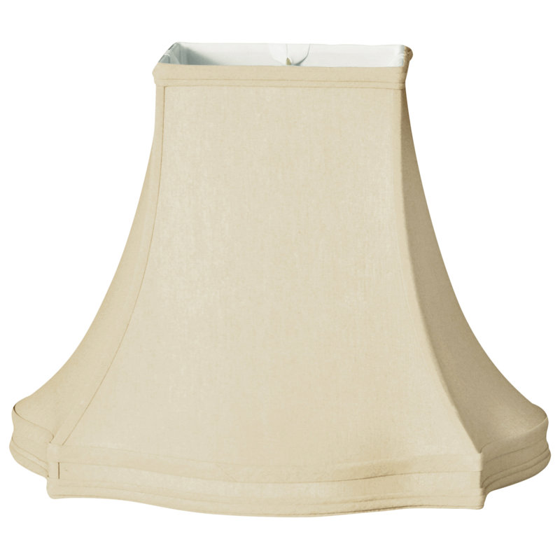 Abat-jour cloche en soie/chantoung (araignée), Beige / Blanc cassé, H 11,5 po x l 14 po x P 14 po