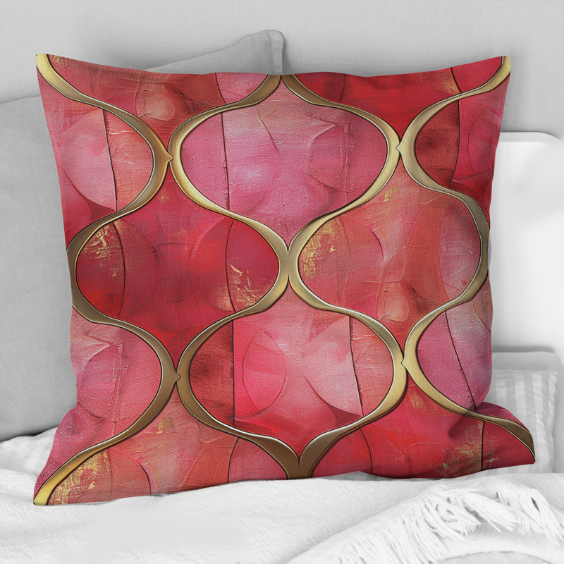 Coussin Mid-Century rose doré Mid-Century Trellis IV, H 16 po x l 16 po