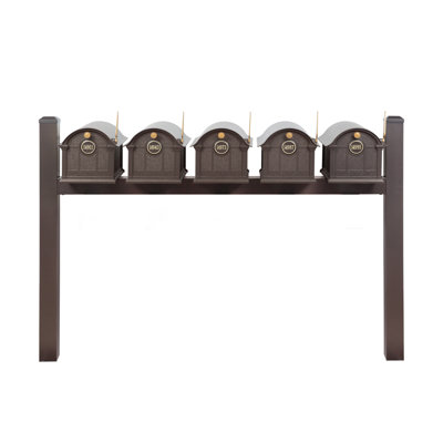 Balmoral Quint Mount Mailbox /w/ Pyramid Caps & Personalized Door Medallion (5 Mailboxes, Quint Mount Rack, 5 Medallions)
