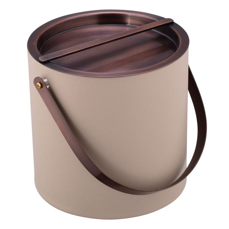 Seau à glace en similicuir Senetta, Taupe / bronze huilé