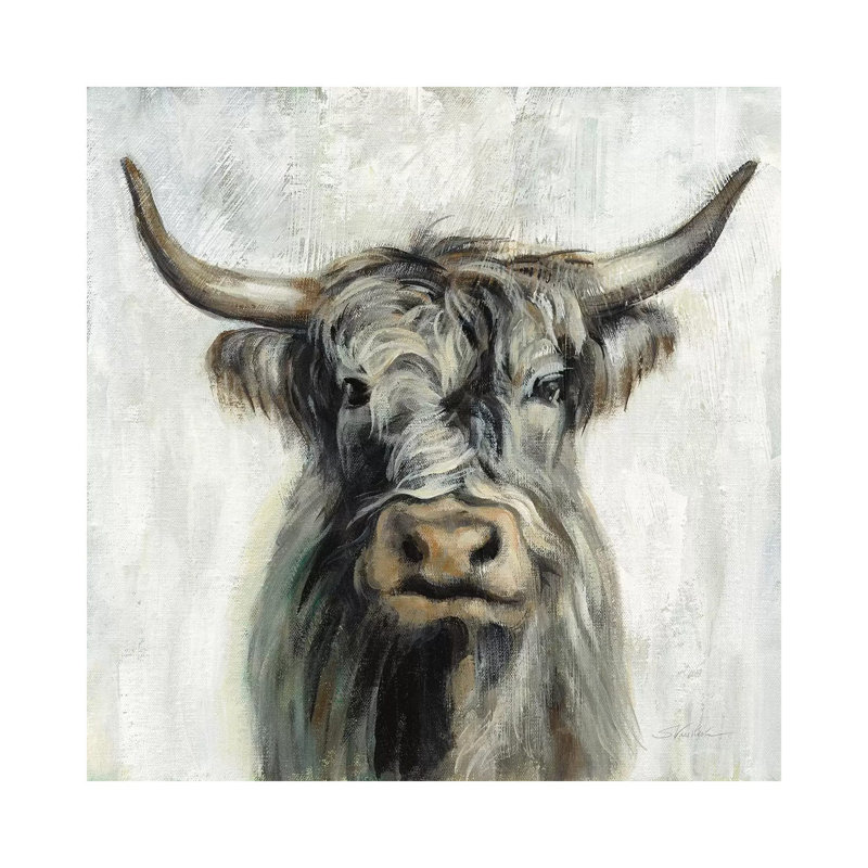 Highland Cow by Silvia Vassileva - Wrapped Canvas Print, 30.48 cm H x 30.48 cm W
