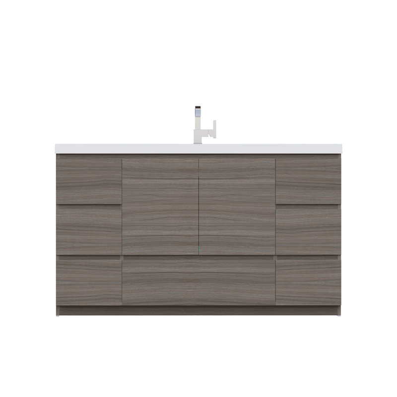 Ensemble de meuble-lavabo simple 60 po Arjina, Palissandre