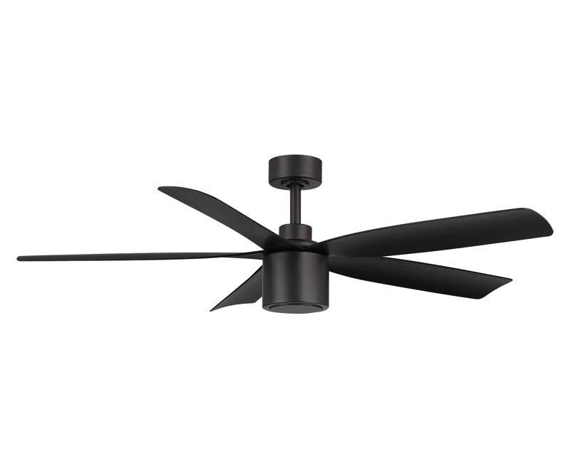 RAVIAN 5-Blade Ceiling Fan With Remote - (No Light), 52", Matte Black