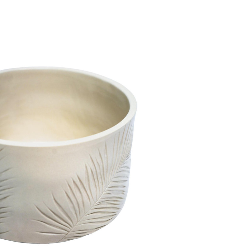 Kew Stoneware Sago Palm Bowl Planter, Ivory