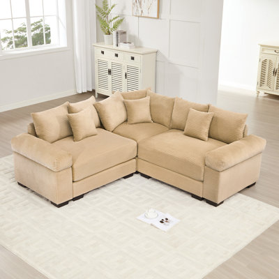 Canapé modulaire surdimensionné surdimensionné en nuage, canapé modulaire convertible avec accoudoirs très larges à assise profonde, 10 coussins décoratifs en velours côtelé de qualité supérieure, conception ergonomique, assemblage facile, pour les salons, chameau