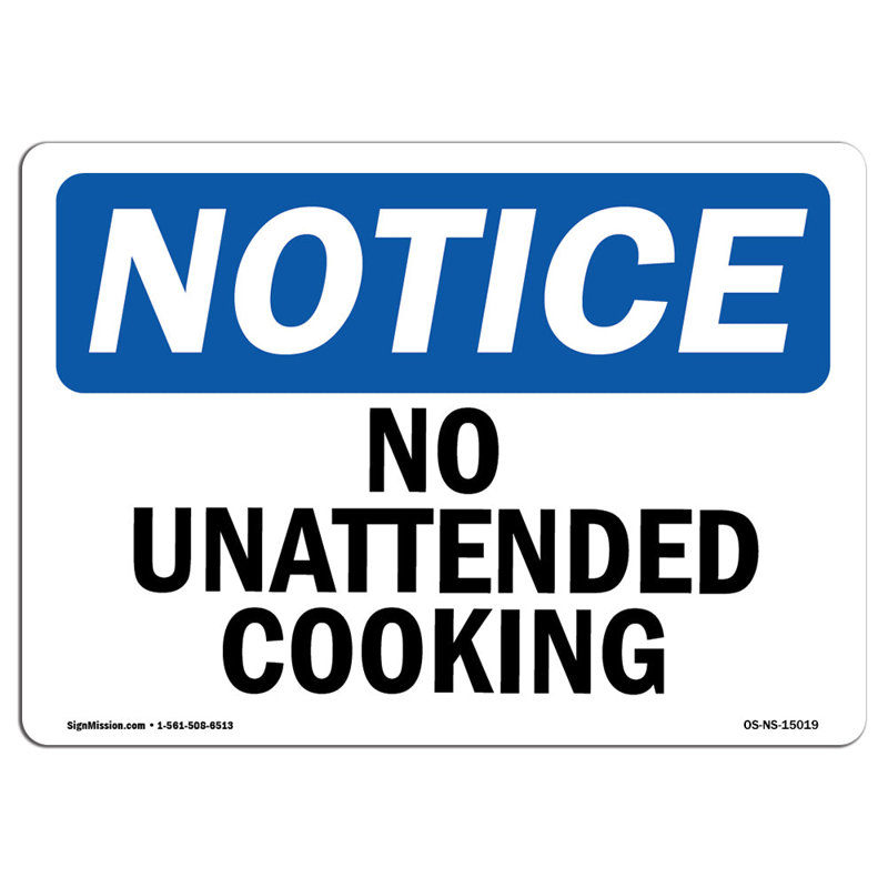 Aucun signe de cuisson sans surveillance, H 18 po x l 24 po x P 0,1 po