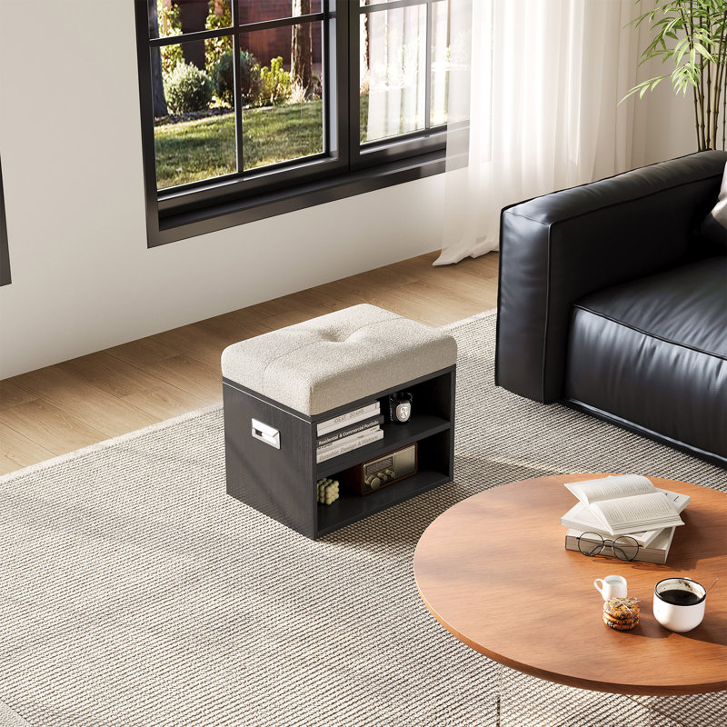 2-Piece Shoe Storage Bench Set with Cushion, Entryway