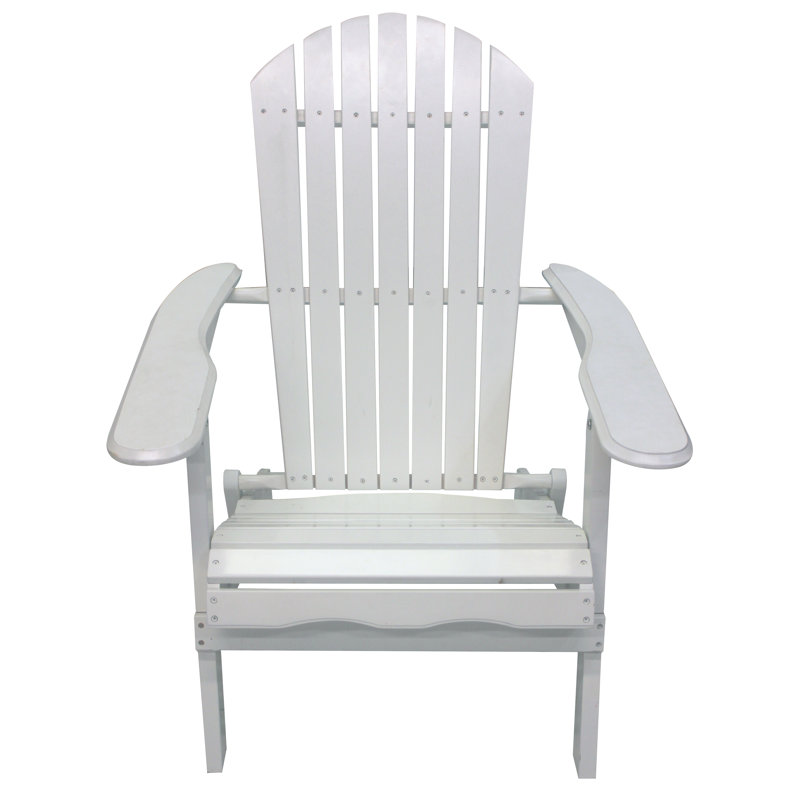 Albright Acacia Foldable Outdoor Adirondack Chair, White