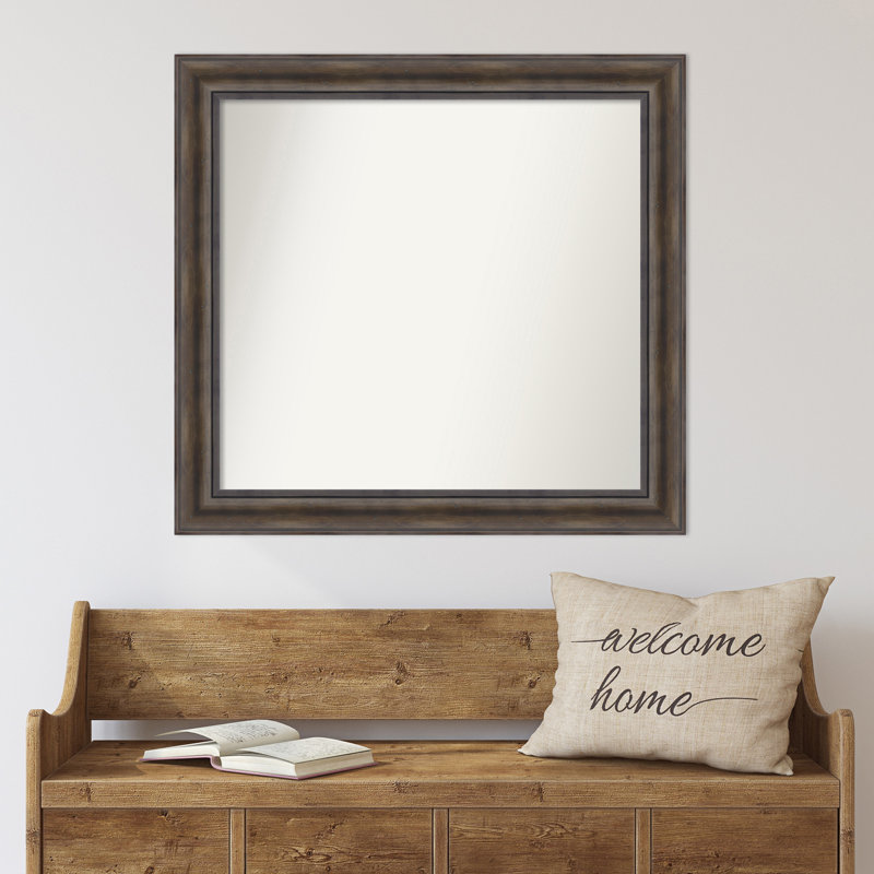Miroir mural en bois massif Bostynn, Rectangle, H 31,5 po x l 33,5 po