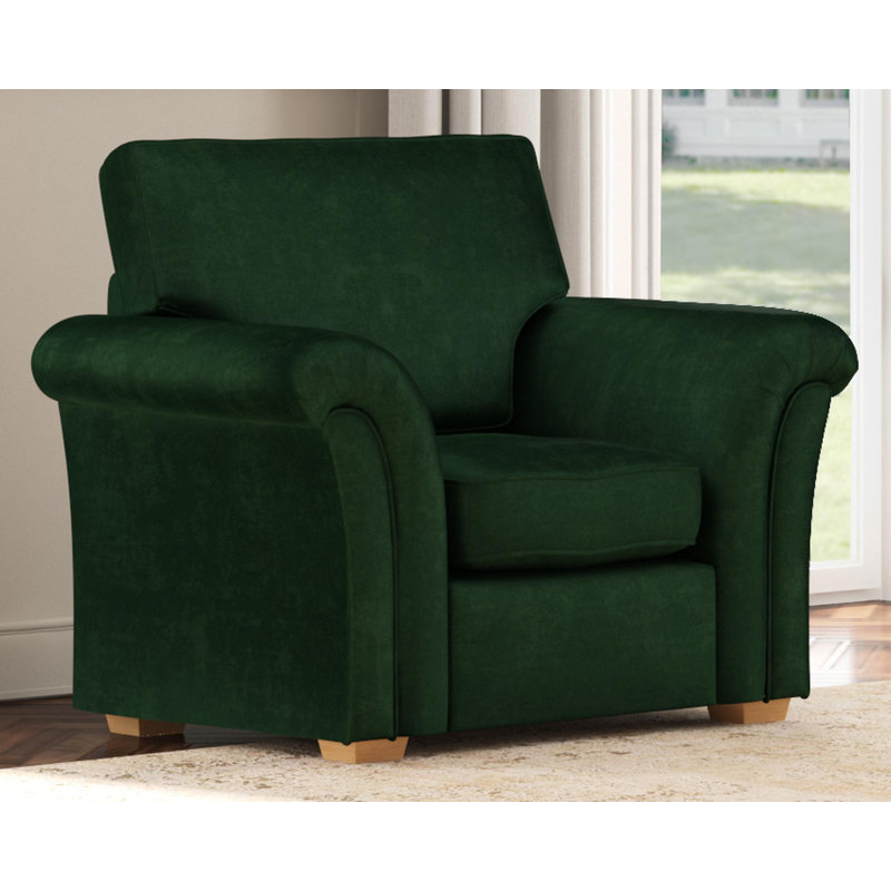 Upholstered Armchair, Forest Green