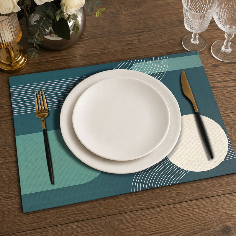 4-Piece Polyester Rectangle Dining Table Placemat