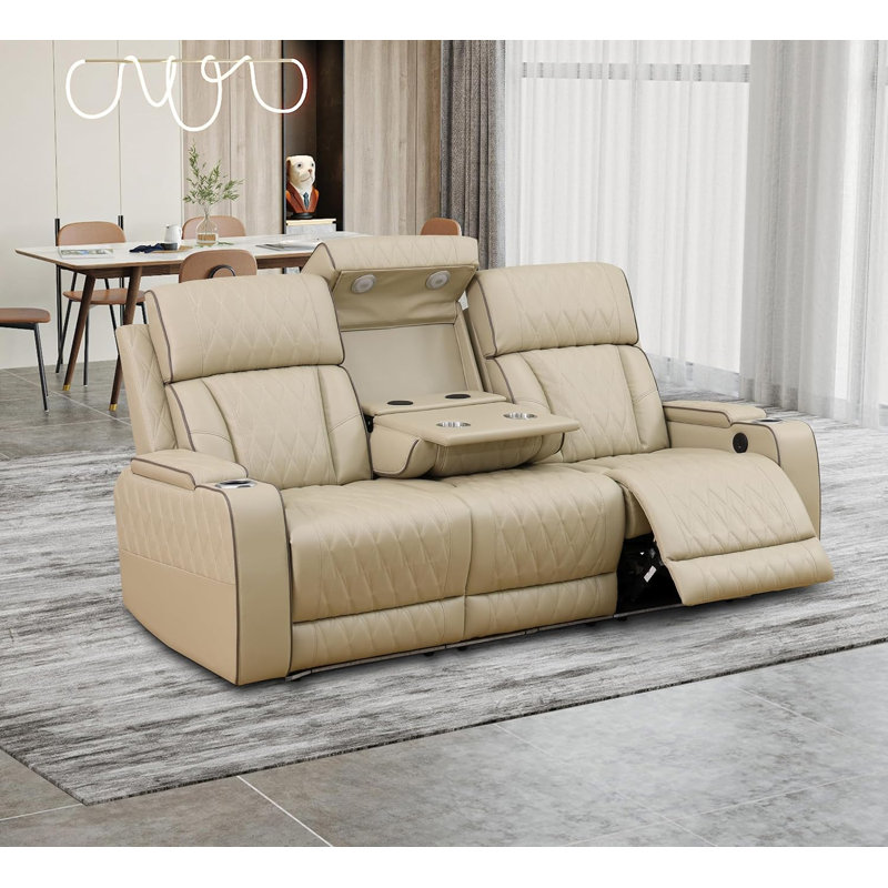 Ensemble de canapé inclinable électrique 2 pièces avec éclairage DEL, recharge sans fil, ports USB, porte-gobelets et console rabattable