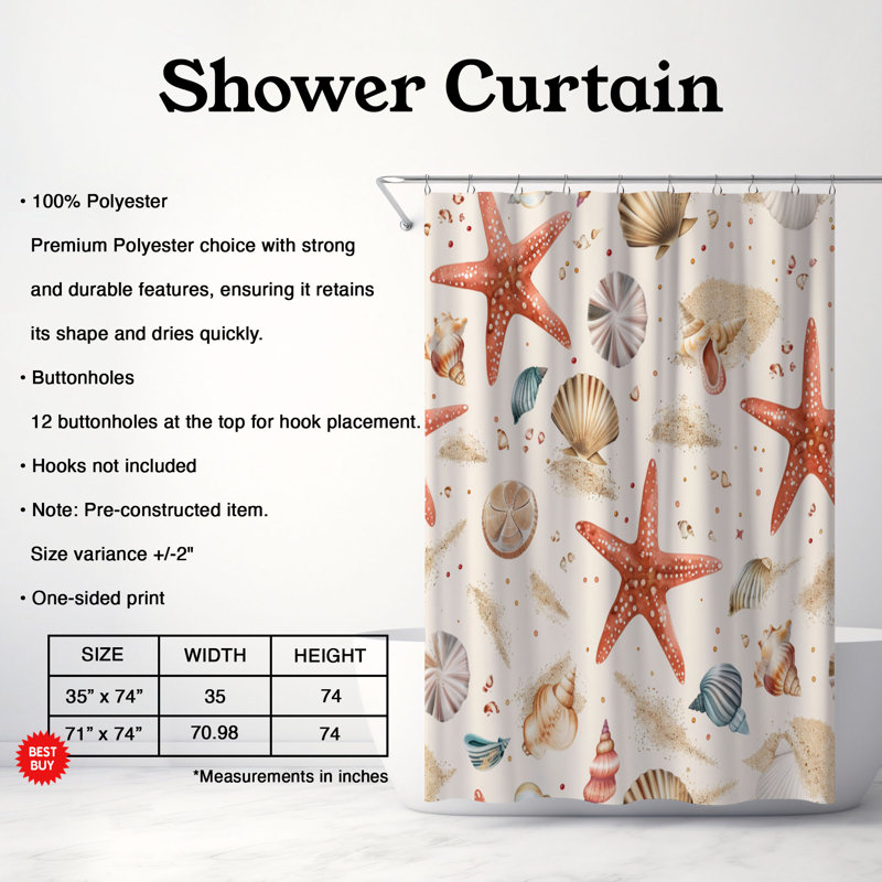 Beach Fun - Rideau de douche Premium, H 74 po x l 71 po