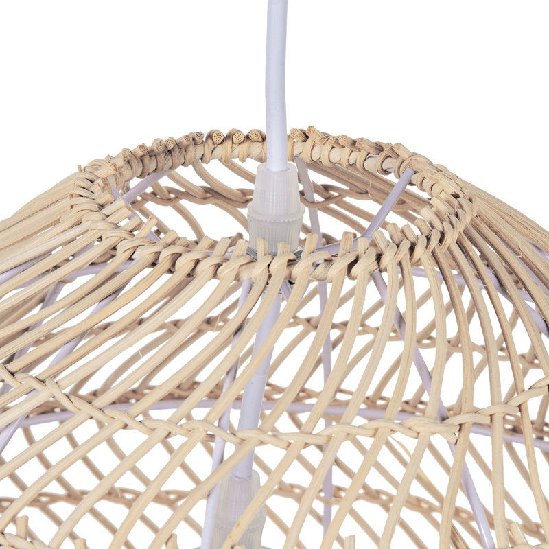 Turbeville 1 - Light Rattan Dome Pendant, 15" H x 15.74" W x 15.74" D