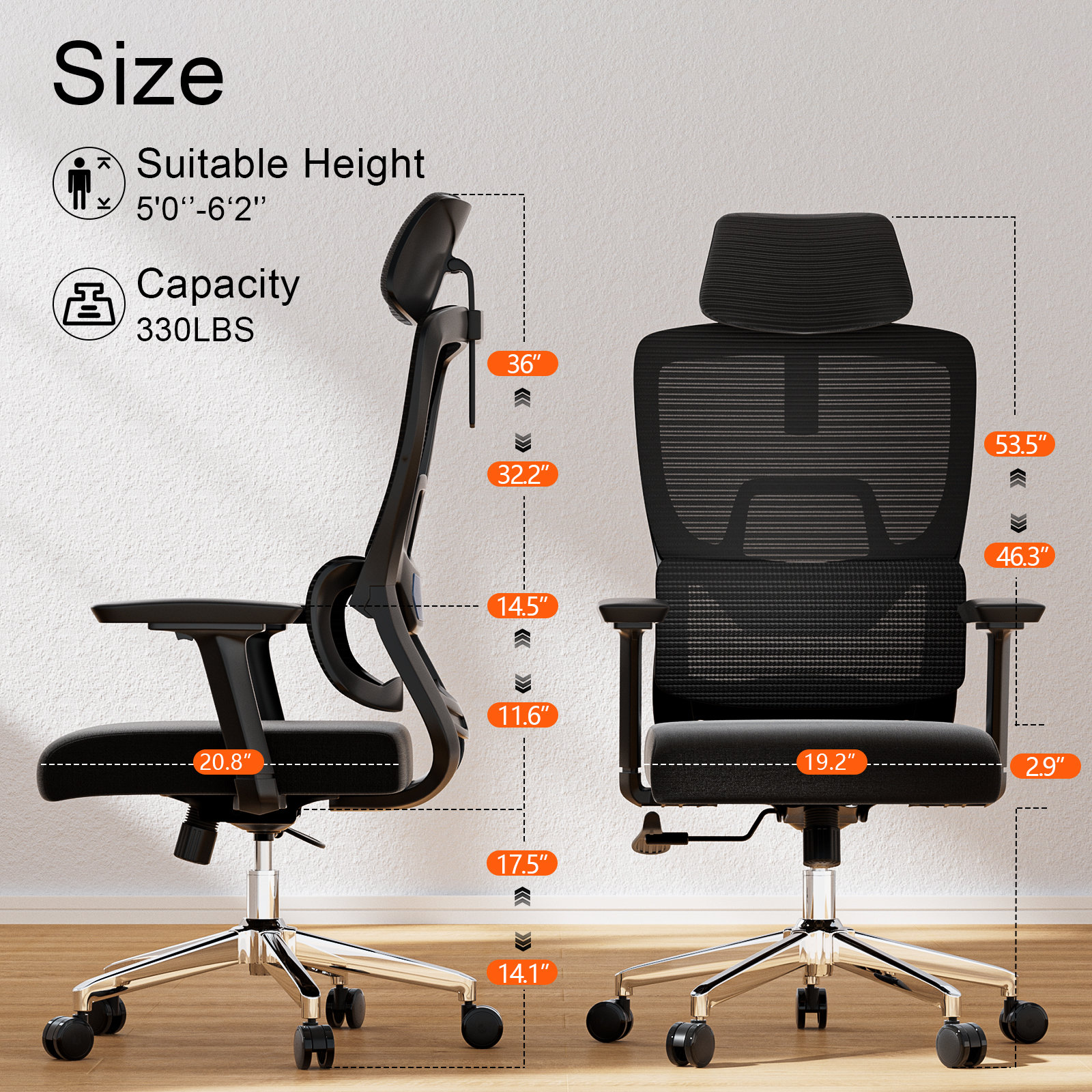 Inbox Zero Mersed Office Chair Ergonomic Office Chair with Adaptive ...