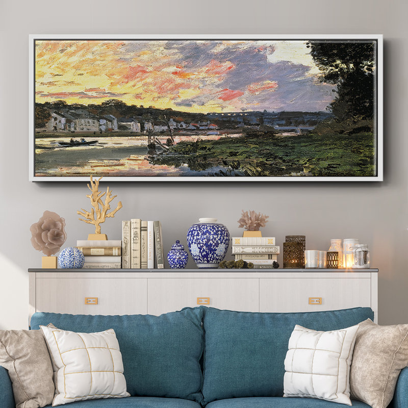 The Seine at Bougival in the Evening, 1870- Framed Canvas