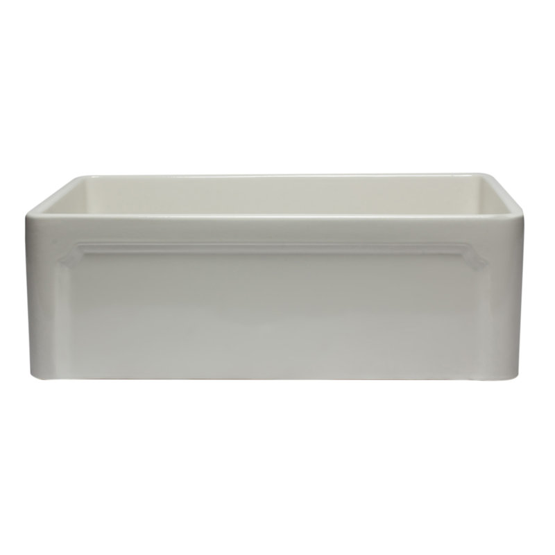 29.75'' L Single Bowl Fireclay Kitchen Sink, Biscuit