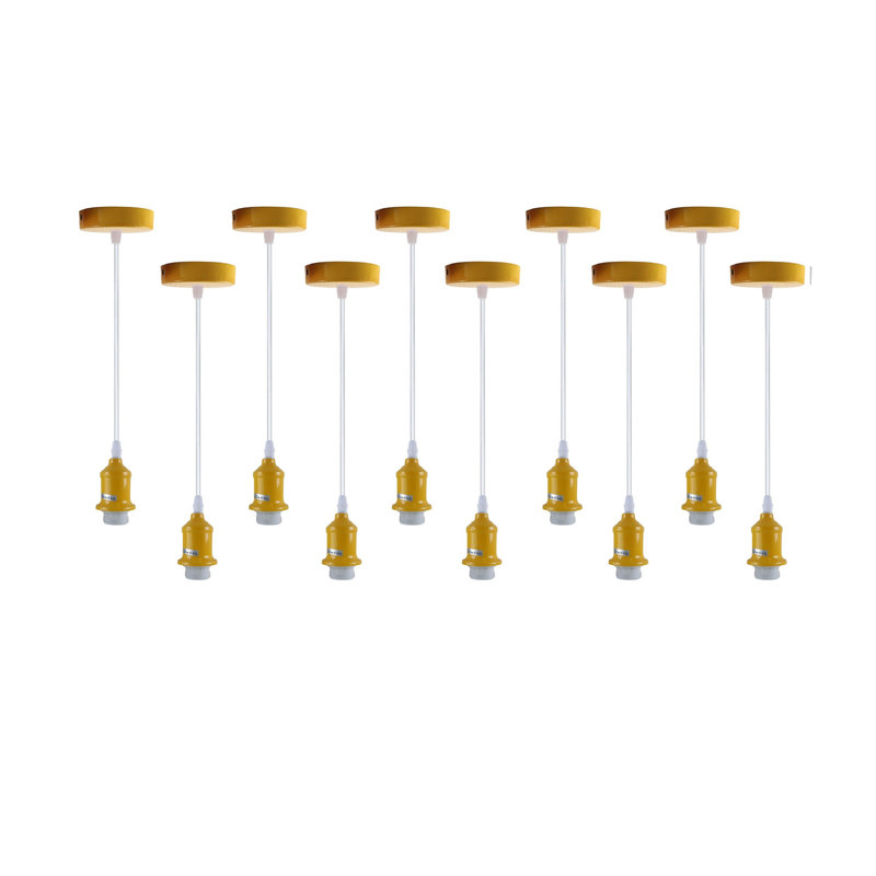 Adji 10-Pack Industrial Pendant Light Fittings with Adjustable PVC Cables - E27 Ceiling Lamp Holders for Stylish Home Lighting