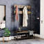 Sylvie Iron Industrial Hall Tree with Bench and Shoe Storage-1701445851