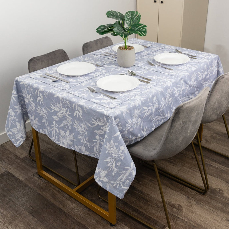 Nappe rectangulaire en coton à motif floral, gris, 120 po x 60 po
