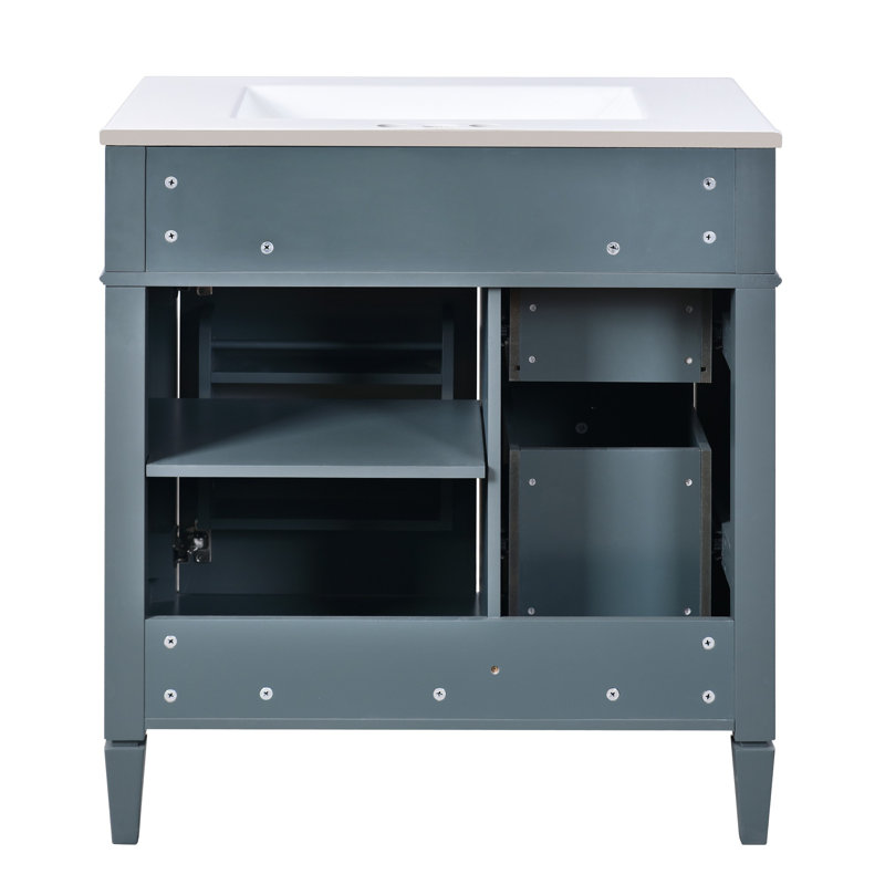 Meuble-lavabo simple avec lavabo supérieur, 30", Bleu / argent