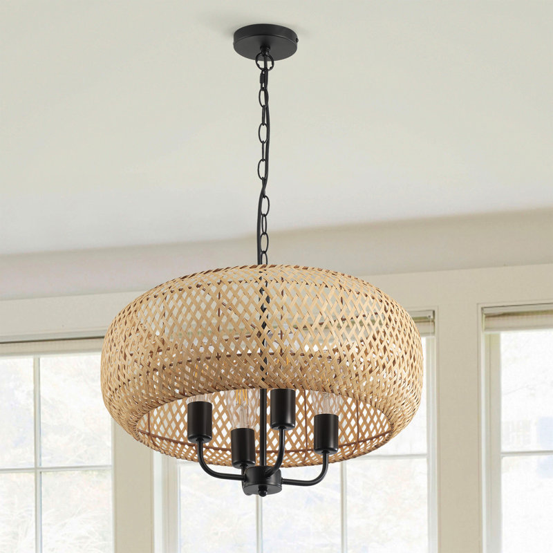 Luminaire suspendu rond en fer 4 lumières