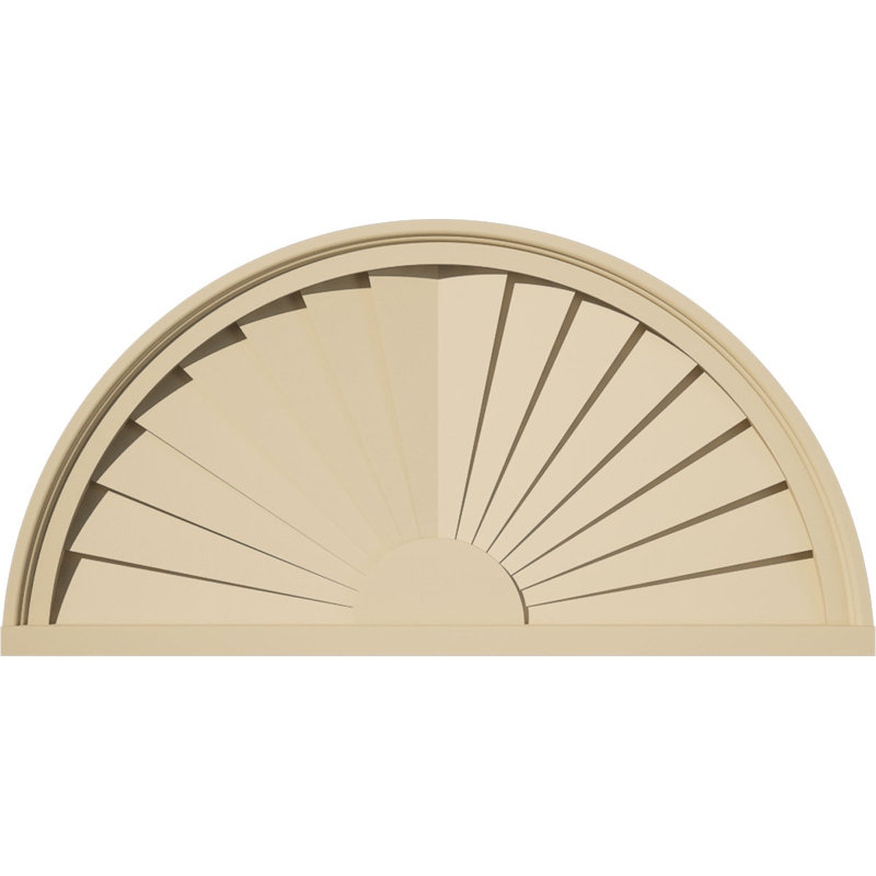 Demi-rond signature fronton en uréthane, brun clair apprêté, 30 po x 15 po x 2 po, Aucune, Rayons de soleil