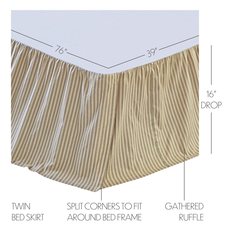 Ozark Ruffled Bed Skirt, Twin, Khaki Tan/Sage