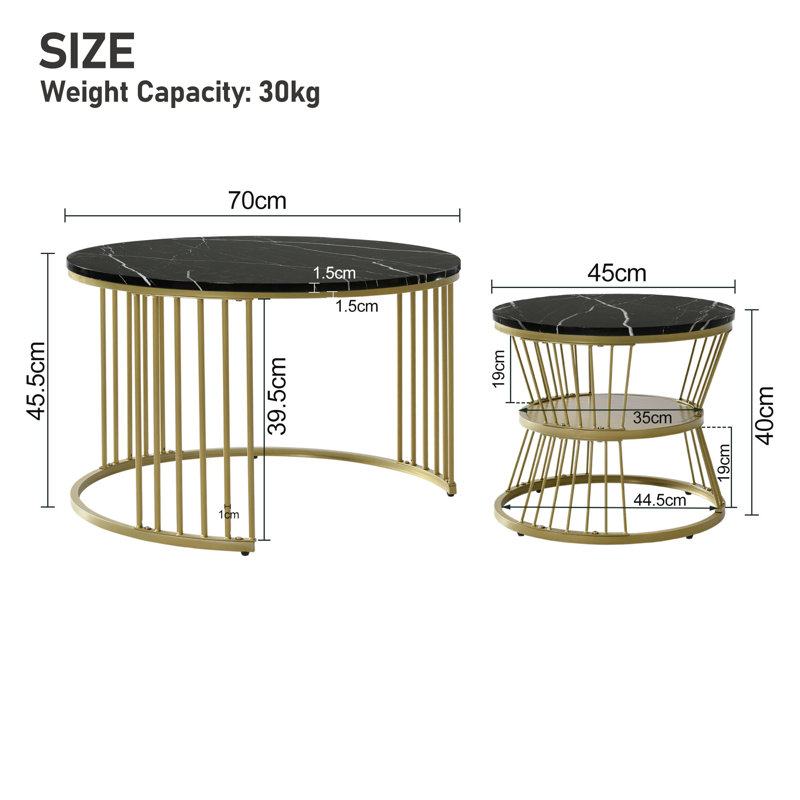 Aecca Frame Coffee Table, Black Marble