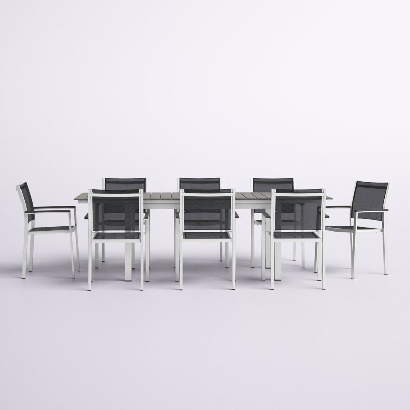 Shore 9 Piece Outdoor Patio Aluminum Outdoor Dining Set