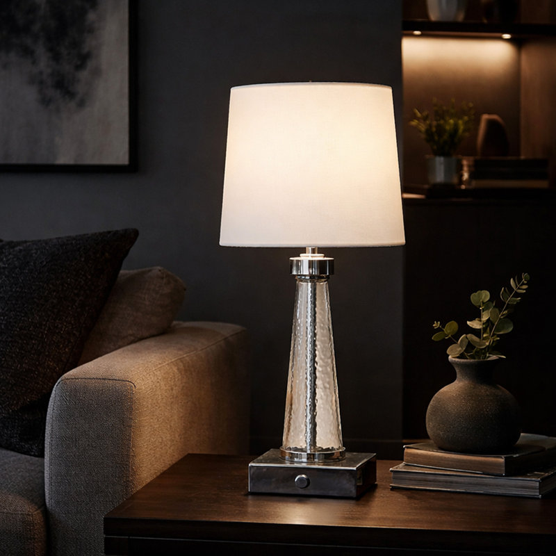 Arden Rechargeable LED Textured Glass Table Lamp