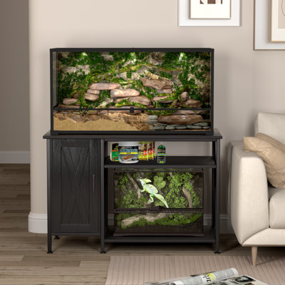40-120 Gallon Reptile Tank Stand with Power Outlet, Terrarium Stand with Storage Cabinet, 48" X 24" Tabletop