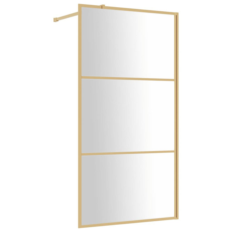 Bendale 195mm H Framed Walk In Glass Screens with Glass, Gold, 100cm W